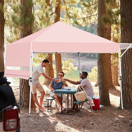 17 Feet x 10 Feet Foldable Pop Up Canopy with Adjustable Instant Sun Shelter-Pink - Pink - Canopies