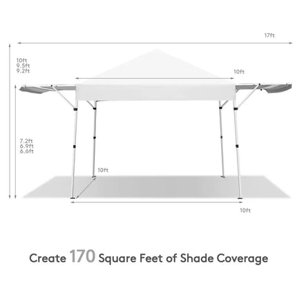 17 Feet x 10 Feet Foldable Pop Up Canopy with Adjustable Instant Sun Shelter-White - White - Canopies