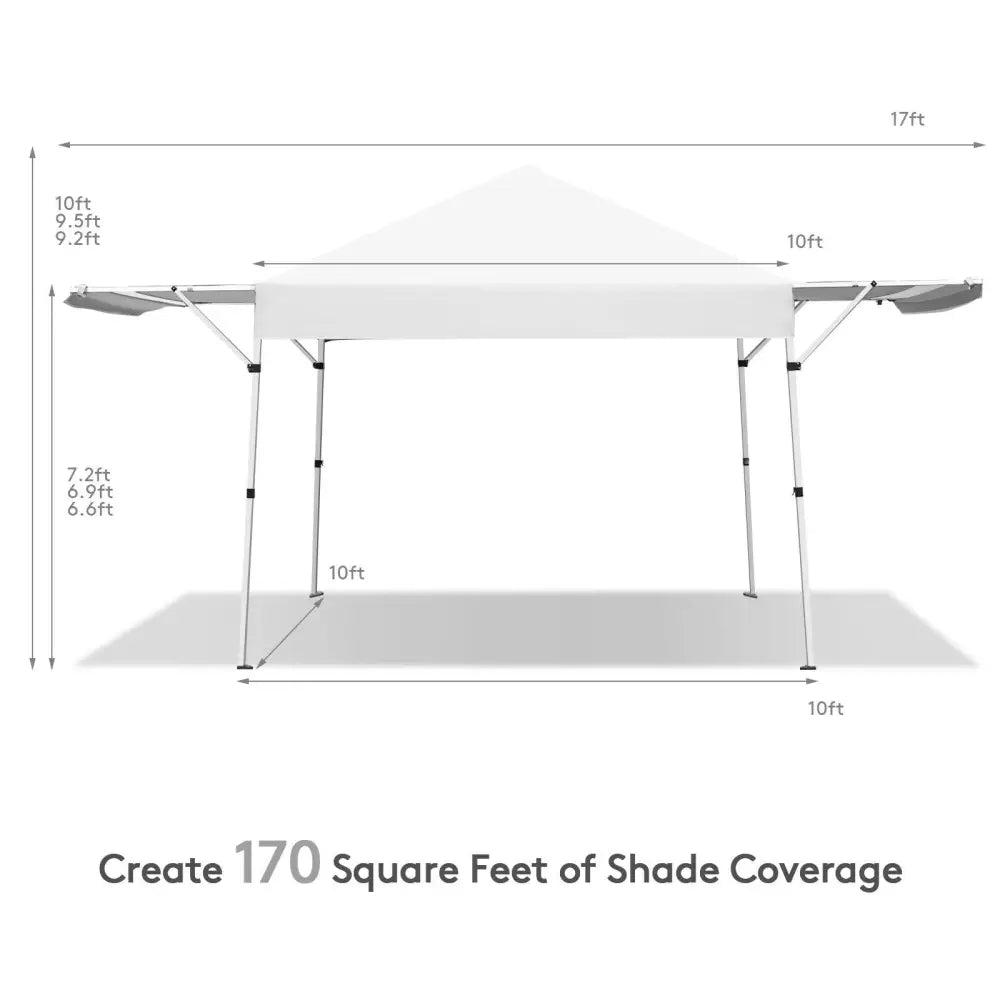 17 Feet x 10 Feet Foldable Pop Up Canopy with Adjustable Instant Sun Shelter-White - White - Canopies