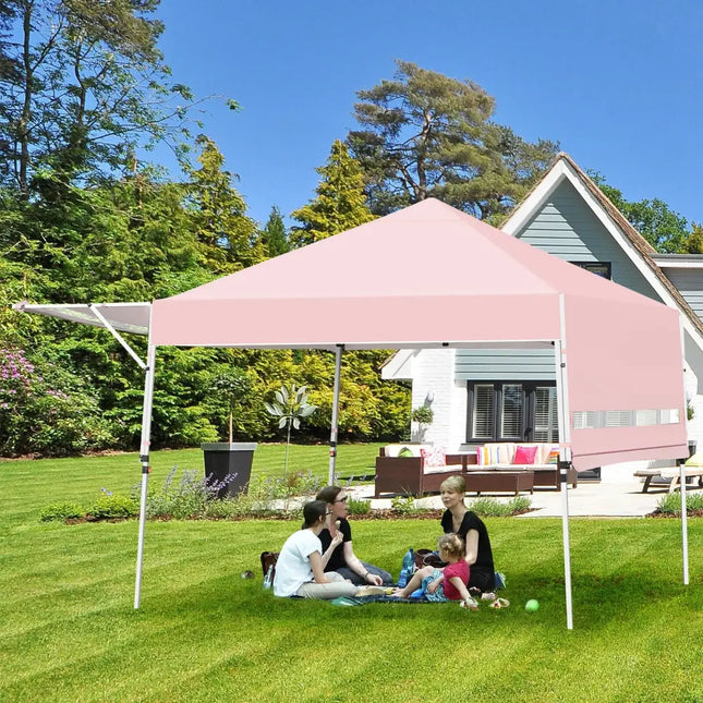17 Feet x 10 Feet Foldable Pop Up Canopy with Adjustable Instant Sun Shelter-Pink - Pink - Canopies