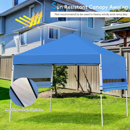 17 Feet x 10 Feet Foldable Pop Up Canopy with Adjustable Instant Sun Shelter-Blue - Blue - Canopies