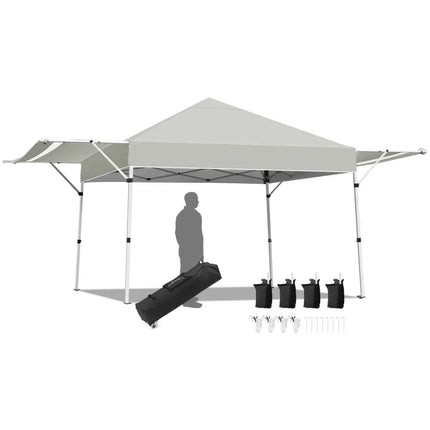 17 Feet x 10 Feet Foldable Pop Up Canopy with Adjustable Instant Sun Shelter-Gray - Gray - Canopies