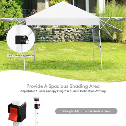 17 Feet x 10 Feet Foldable Pop Up Canopy with Adjustable Instant Sun Shelter-White - White - Canopies