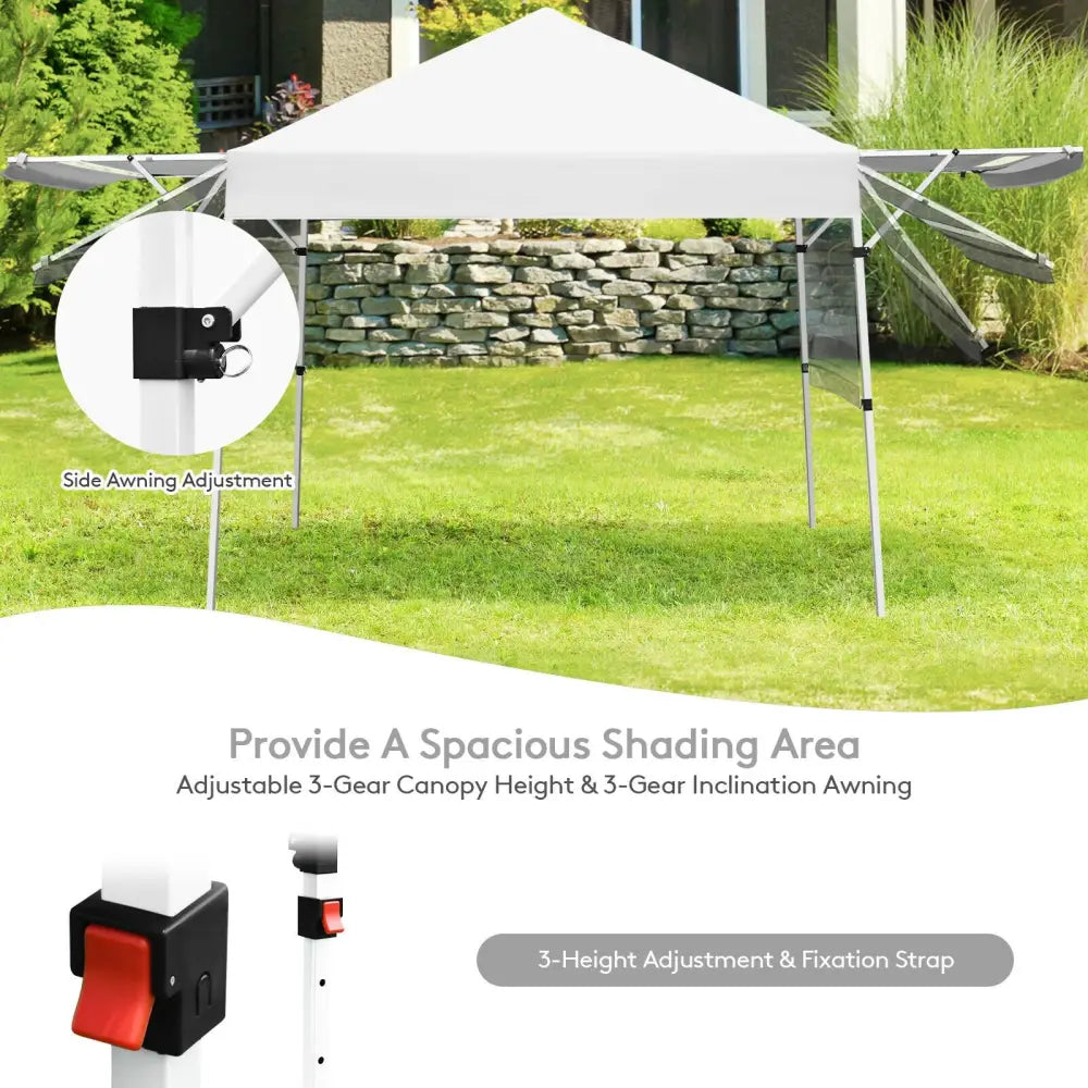 17 Feet x 10 Feet Foldable Pop Up Canopy with Adjustable Instant Sun Shelter-White - White - Canopies