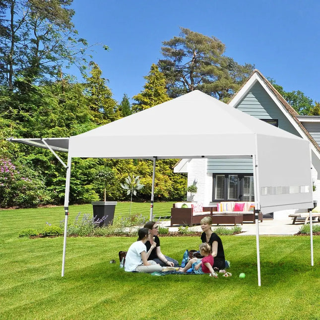 17 Feet x 10 Feet Foldable Pop Up Canopy with Adjustable Instant Sun Shelter-White - White - Canopies