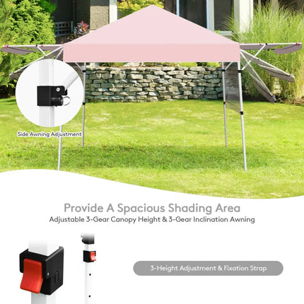 17 Feet x 10 Feet Foldable Pop Up Canopy with Adjustable Instant Sun Shelter-Pink - Pink - Canopies