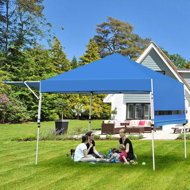 17 Feet x 10 Feet Foldable Pop Up Canopy with Adjustable Instant Sun Shelter-Blue - Blue - Canopies