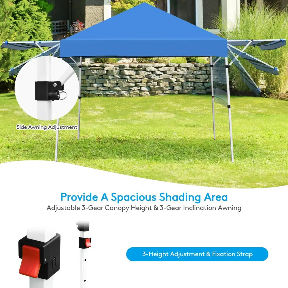17 Feet x 10 Feet Foldable Pop Up Canopy with Adjustable Instant Sun Shelter-Blue - Blue - Canopies