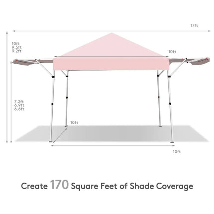 17 Feet x 10 Feet Foldable Pop Up Canopy with Adjustable Instant Sun Shelter-Pink - Pink - Canopies