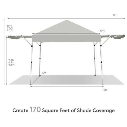17 Feet x 10 Feet Foldable Pop Up Canopy with Adjustable Instant Sun Shelter-Gray - Gray - Canopies
