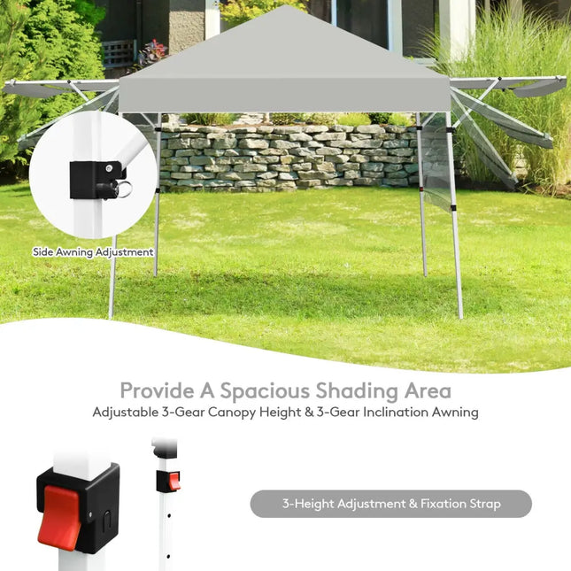 17 Feet x 10 Feet Foldable Pop Up Canopy with Adjustable Instant Sun Shelter-Gray - Gray - Canopies