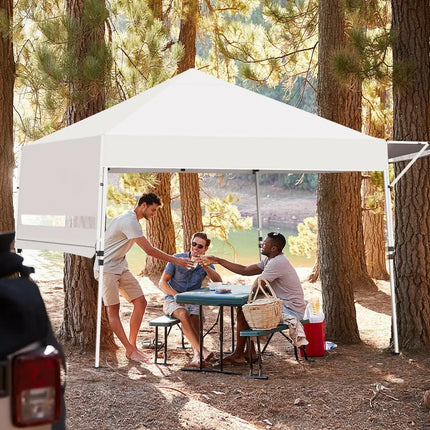 17 Feet x 10 Feet Foldable Pop Up Canopy with Adjustable Instant Sun Shelter-White - White - Canopies
