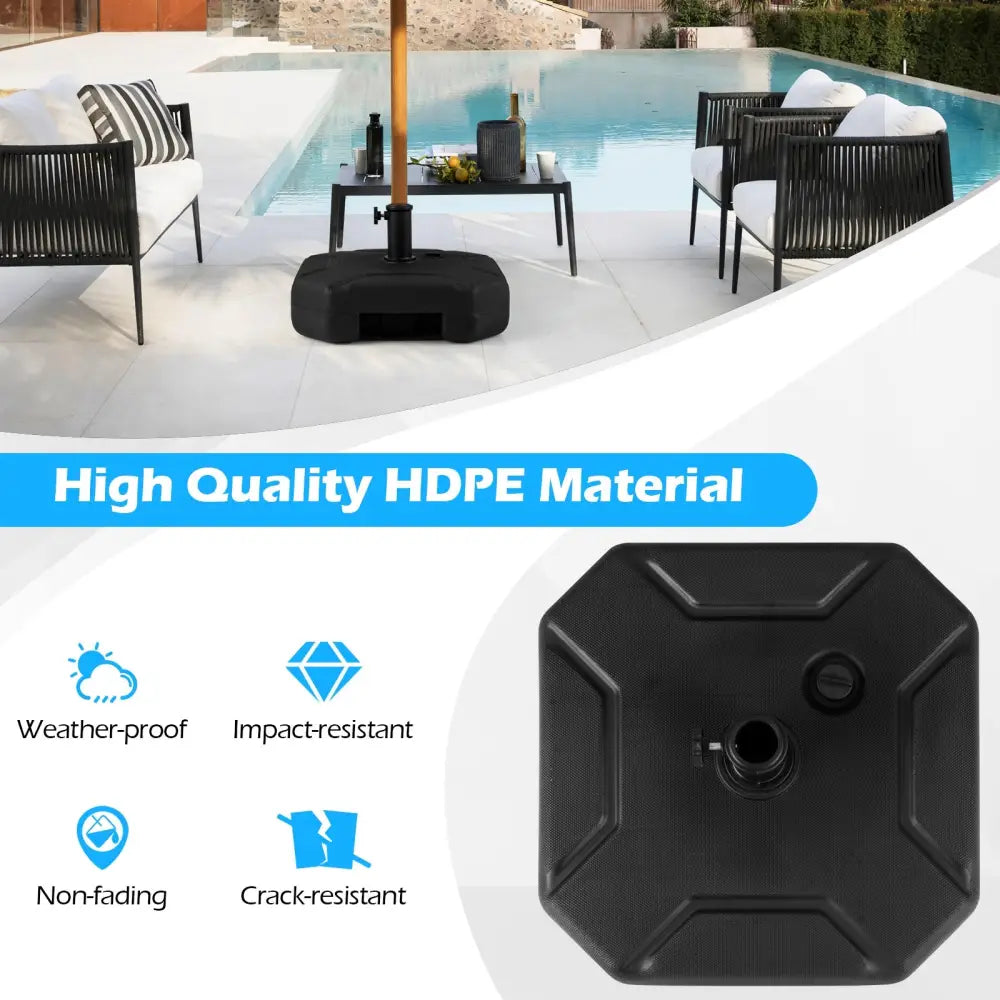 17 Inch 88 LBS Heavy-Duty Fillable Umbrella Base with Handle - Black - Outdoor Umbrella Bases