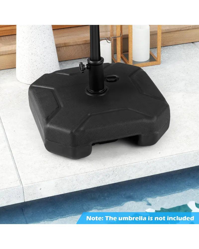 17 Inch 88 LBS Heavy-Duty Fillable Umbrella Base with Handle - Black - Outdoor Umbrella Bases