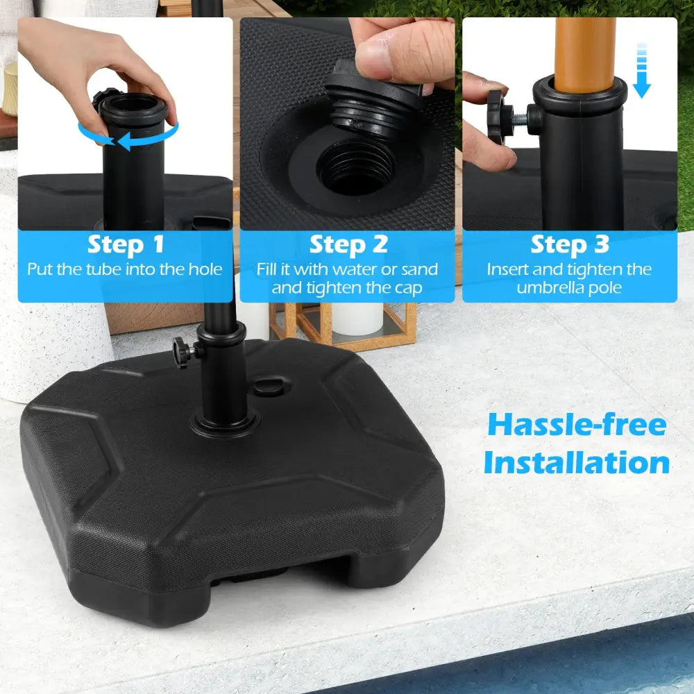 17 Inch 88 LBS Heavy-Duty Fillable Umbrella Base with Handle - Black - Outdoor Umbrella Bases