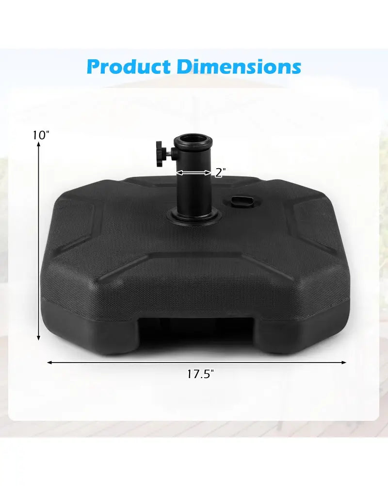 17 Inch 88 LBS Heavy-Duty Fillable Umbrella Base with Handle - Black - Outdoor Umbrella Bases