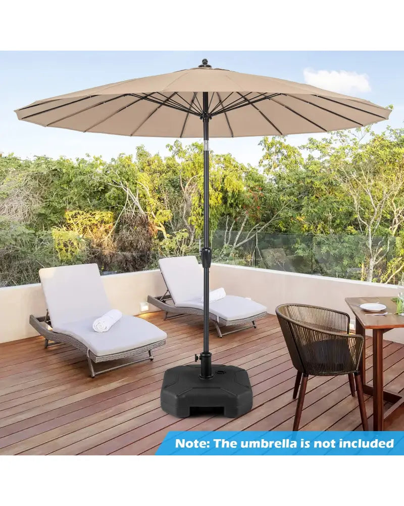 17 Inch 88 LBS Heavy-Duty Fillable Umbrella Base with Handle - Black - Outdoor Umbrella Bases
