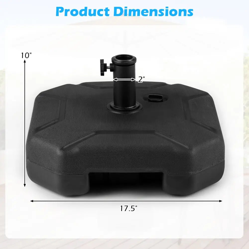 17 Inch 88 LBS Heavy-Duty Fillable Umbrella Base with Handle - Black - Outdoor Umbrella Bases