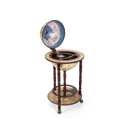 17 Inch Italian Style Design Wooden Globe Liquor Bottle Wine Rack with Wheels - White - Wine Racks