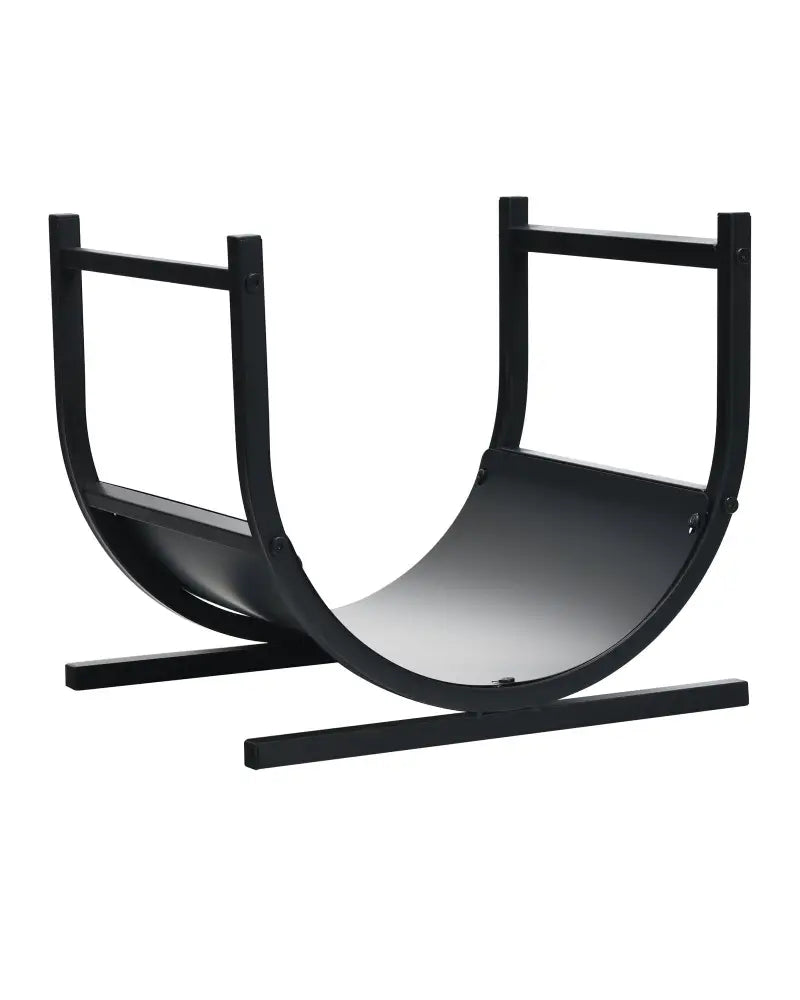 17 Inch U-Shaped Firewood Rack Steel - Black - Log Storage