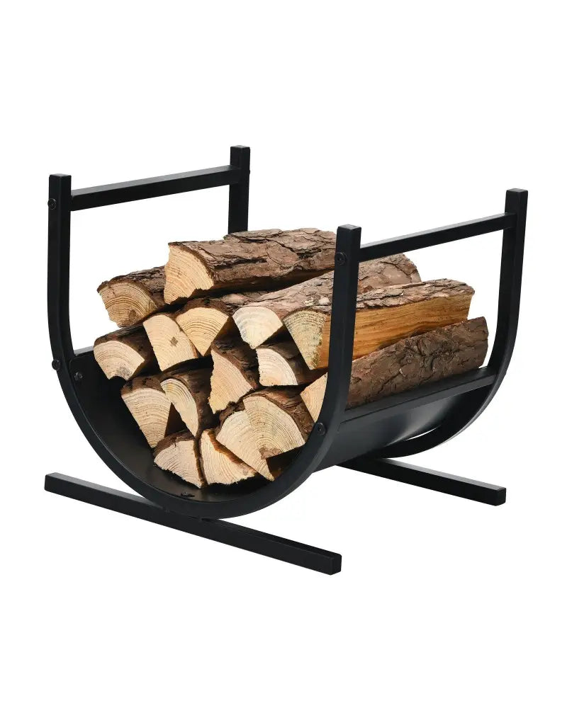 17 Inch U-Shaped Firewood Rack Steel - Black - Log Storage