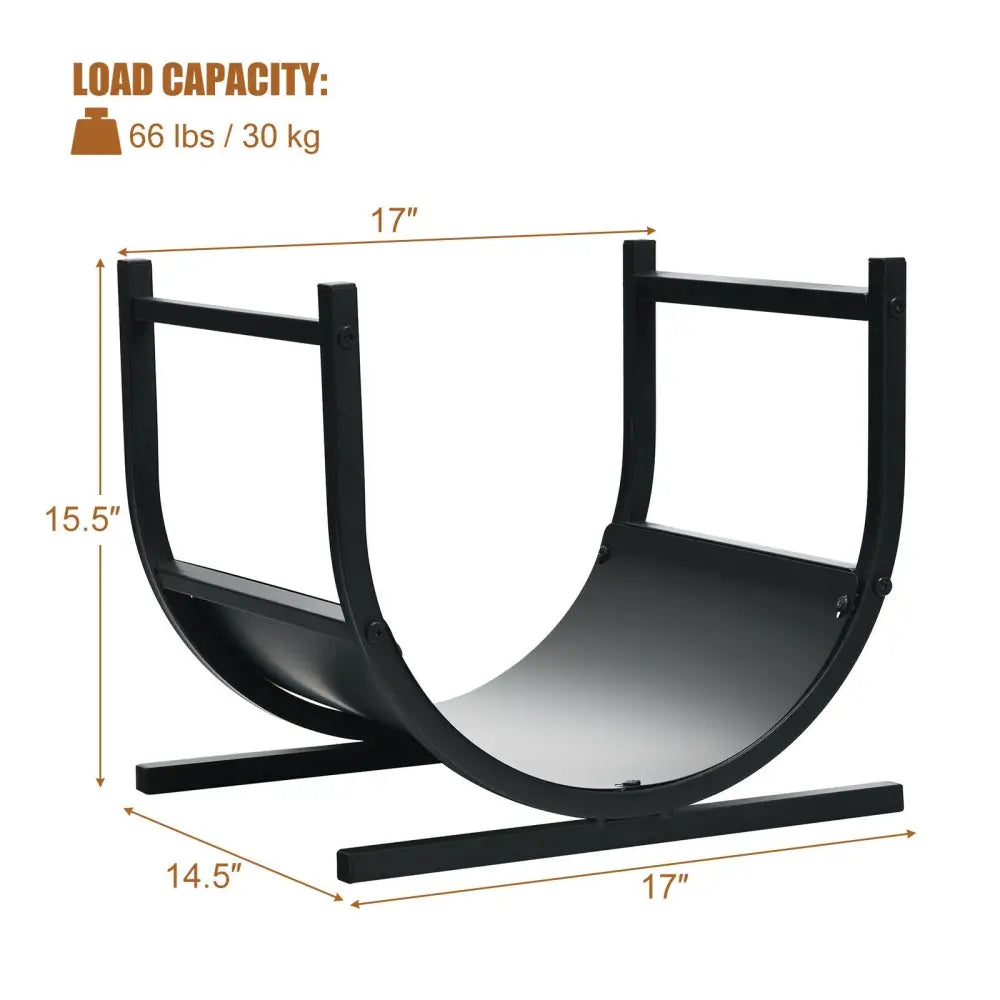 17 Inch U-Shaped Firewood Rack Steel - Black - Log Storage