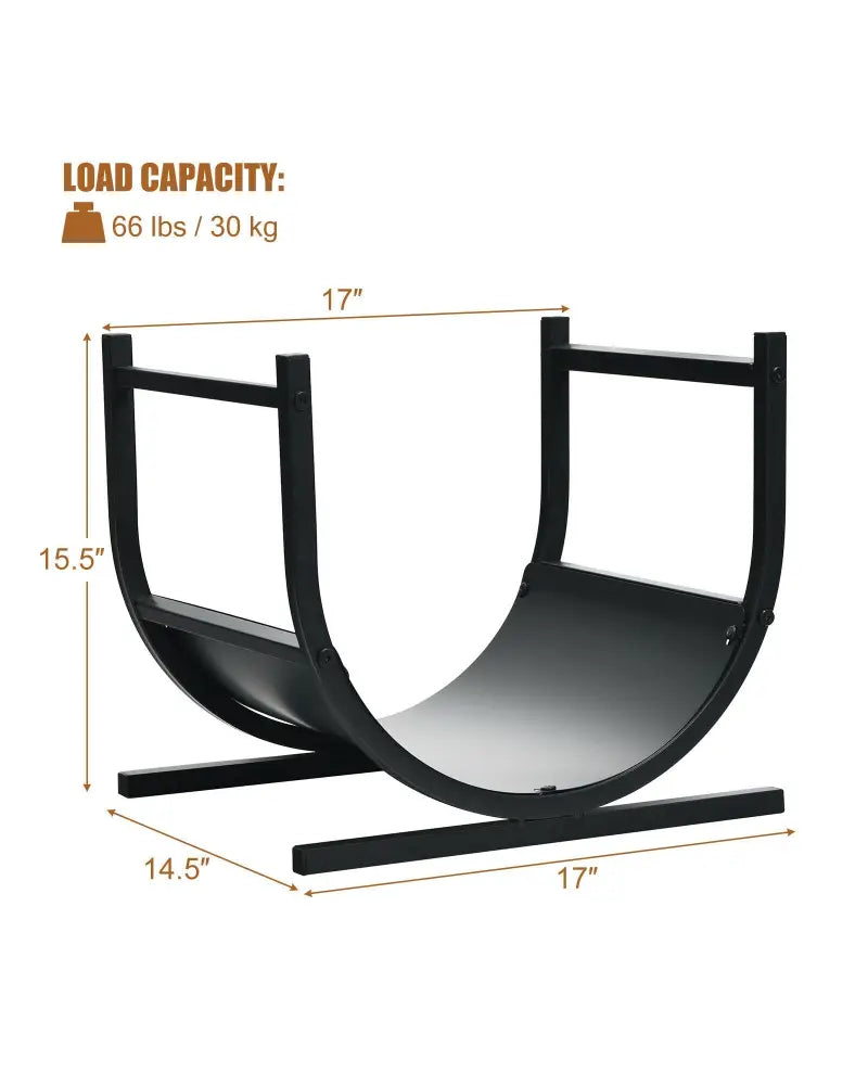 17 Inch U-Shaped Firewood Rack Steel - Black - Log Storage