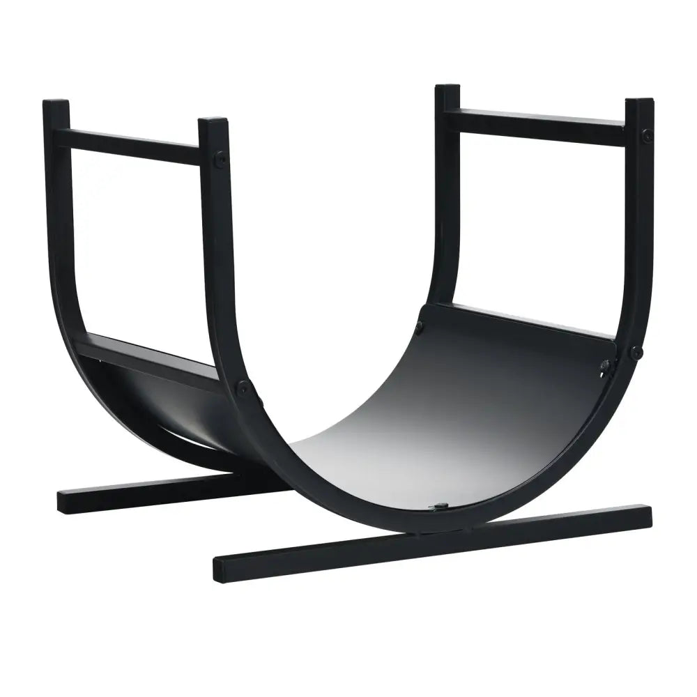 17 Inch U-Shaped Firewood Rack Steel - Black - Log Storage