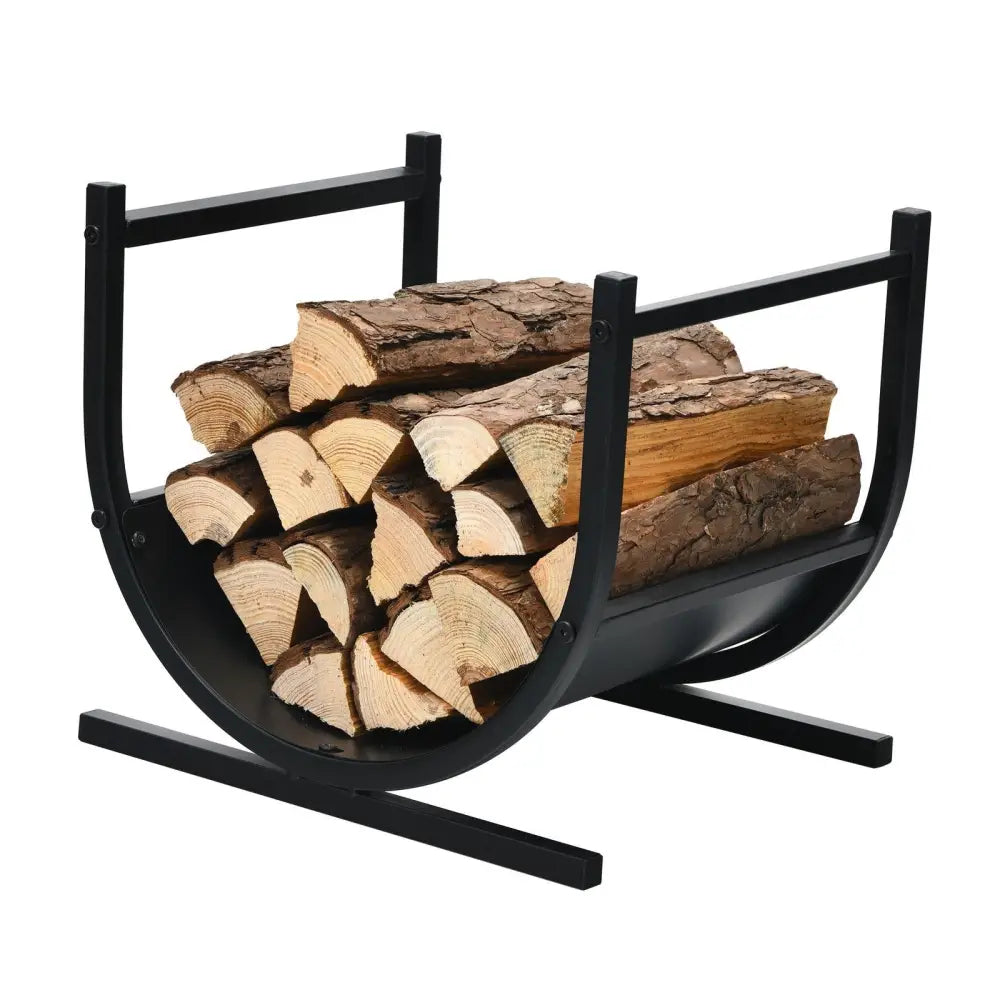 17 Inch U-Shaped Firewood Rack Steel - Black - Log Storage