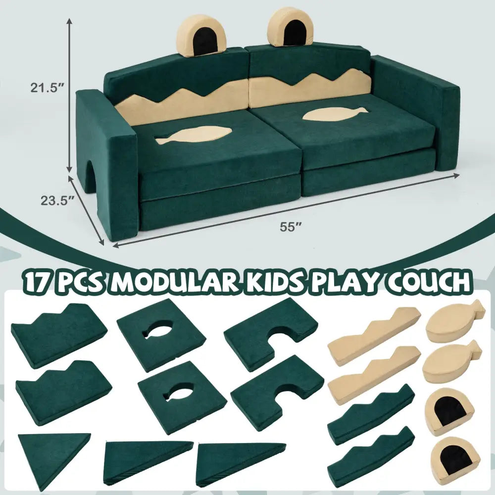 17 Pieces Modular Kids Play Couch for Inspiring Creativity - Kids Chairs & Seating
