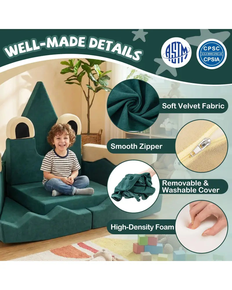 17 Pieces Modular Kids Play Couch for Inspiring Creativity - Kids Chairs & Seating