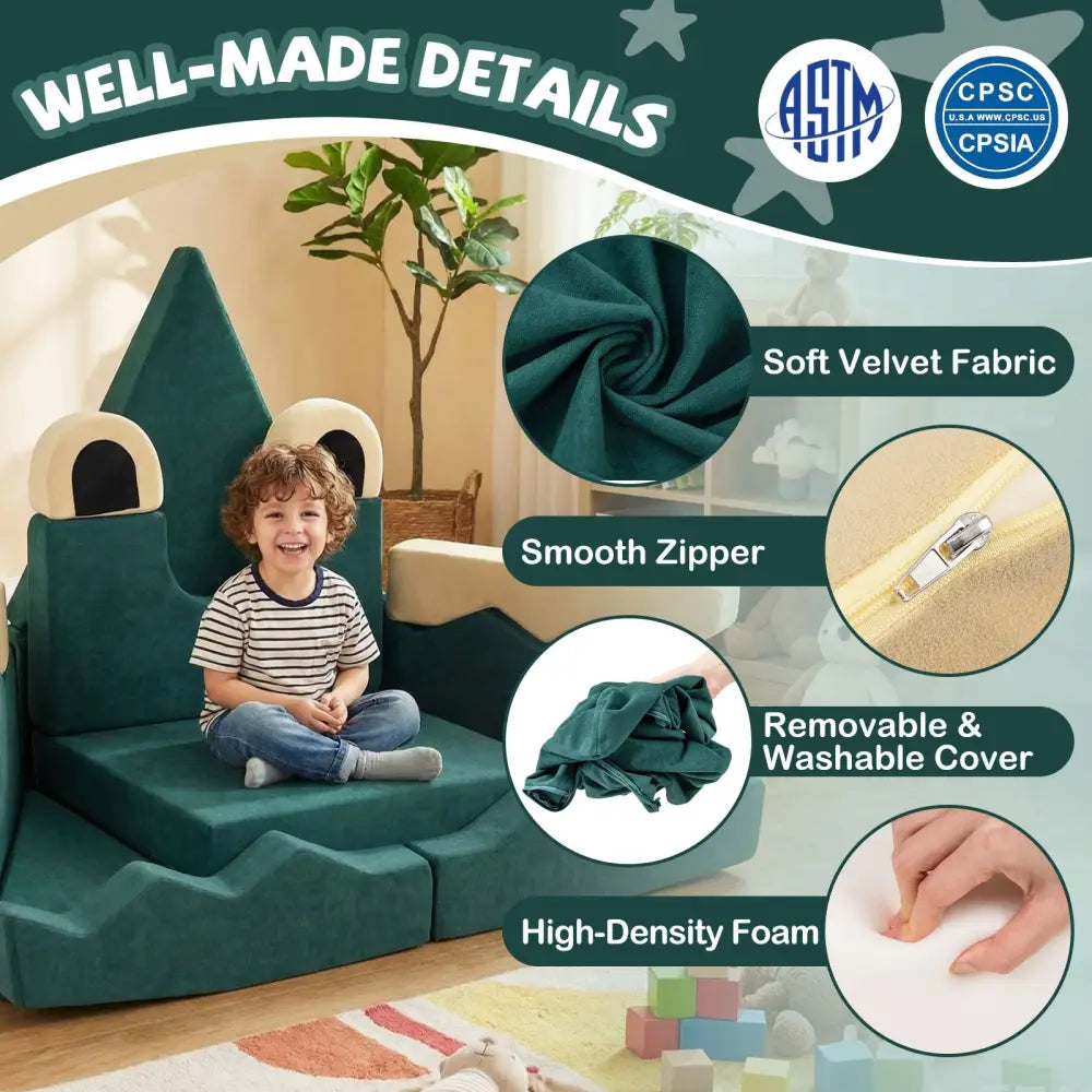 17 Pieces Modular Kids Play Couch for Inspiring Creativity - Kids Chairs & Seating