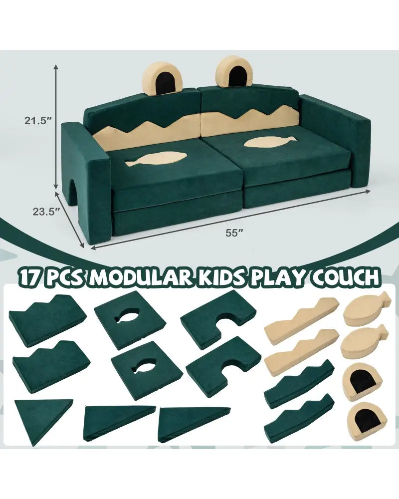 17 Pieces Modular Kids Play Couch for Inspiring Creativity - Kids Chairs & Seating