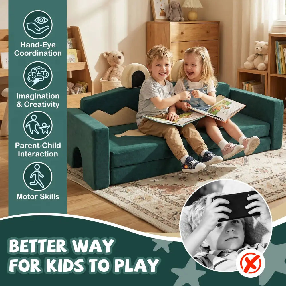 17 Pieces Modular Kids Play Couch for Inspiring Creativity - Kids Chairs & Seating