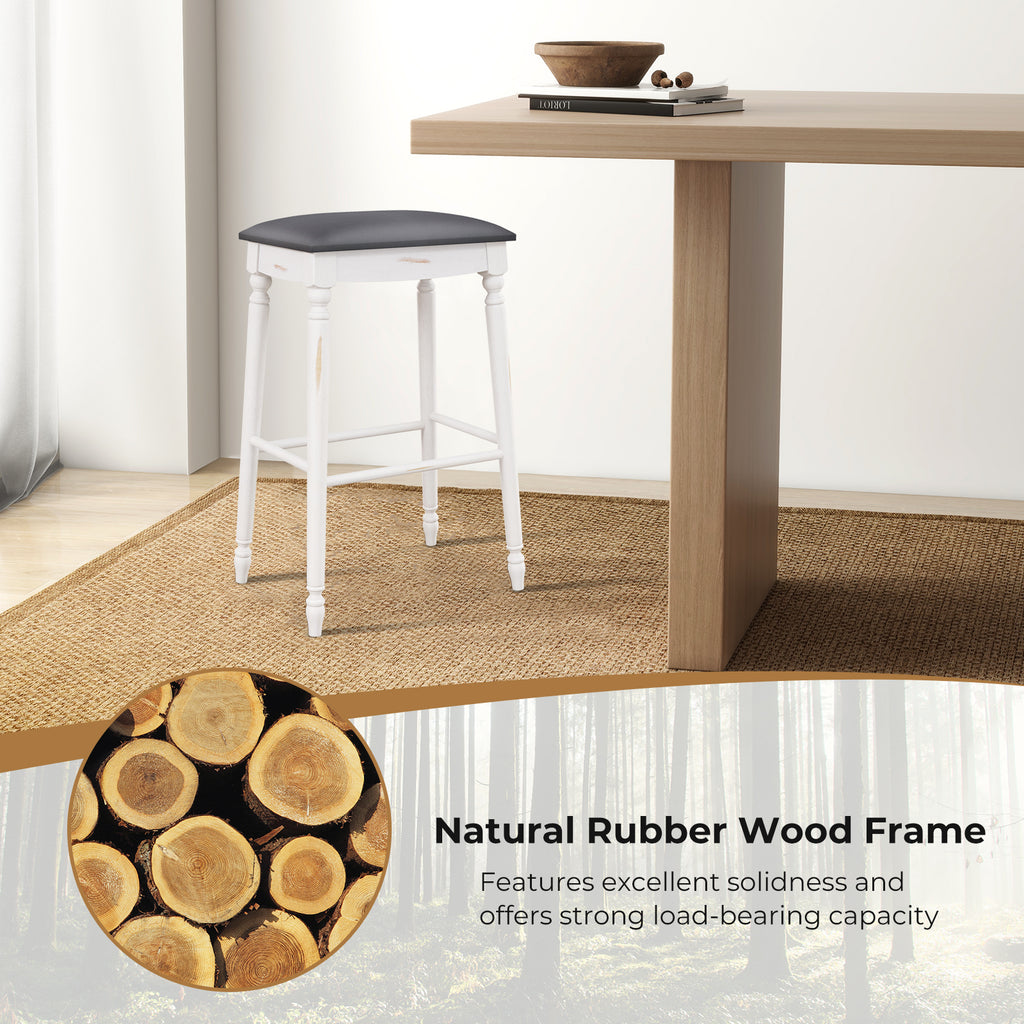 29 Inch Bar Stool Set of 2 with Padded Seat Cushions and Wood Legs-29 inches