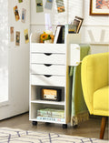 Wooden Utility Rolling Craft Storage Cart-White