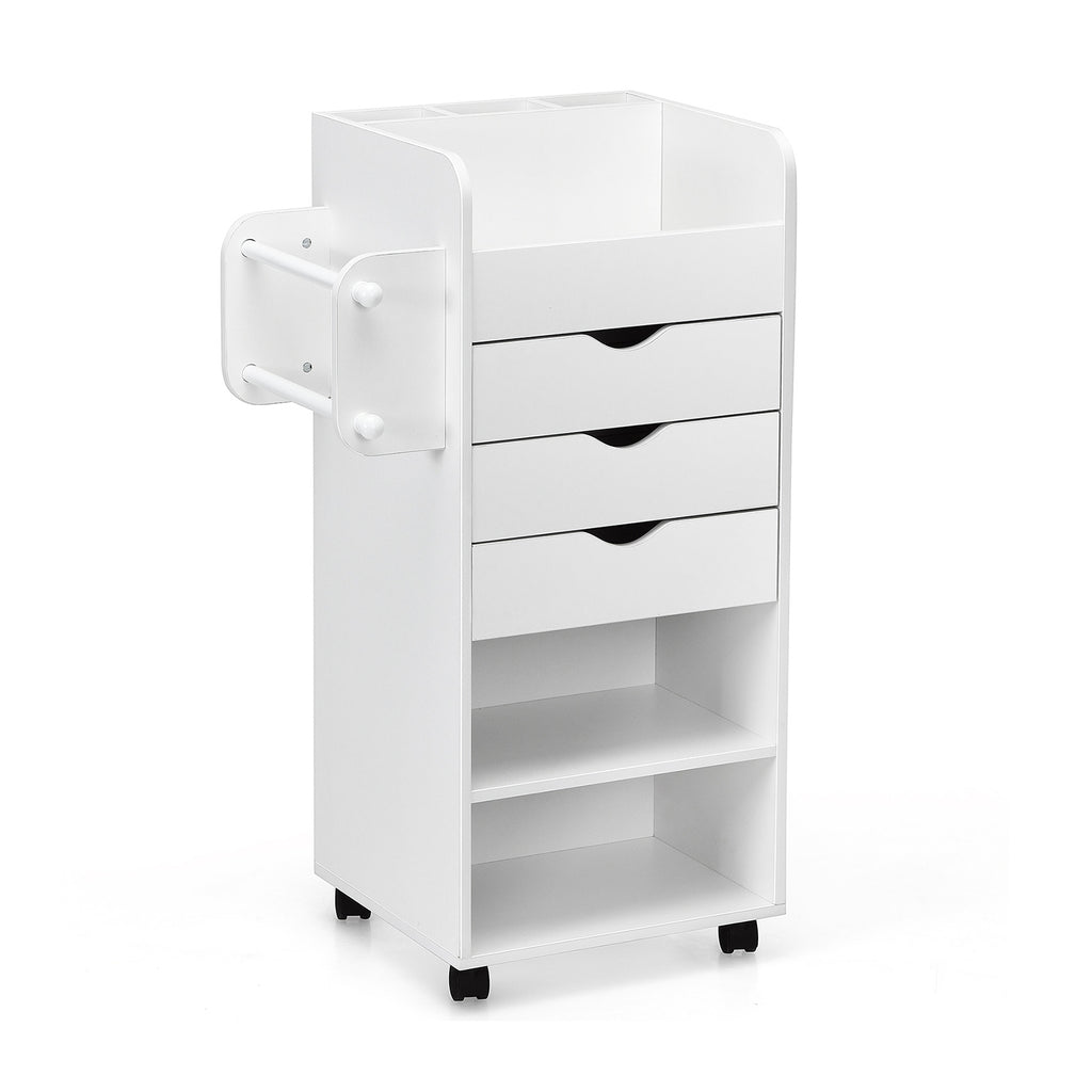Wooden Utility Rolling Craft Storage Cart-White
