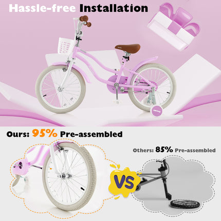 Children Bicycle with Front Handbrake and Rear Coaster Brake-Purple