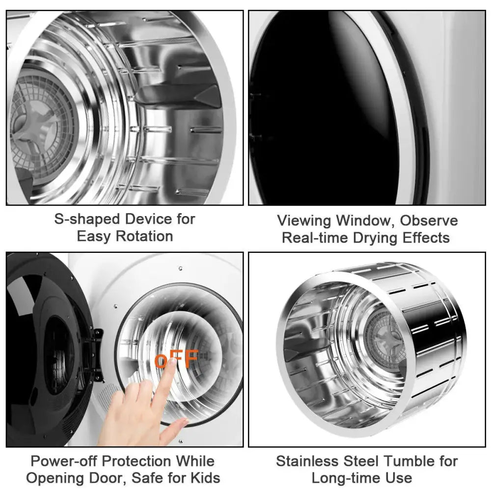 1700W Electric Dryer Portable Tumble Dryer with Steel Tub Costway