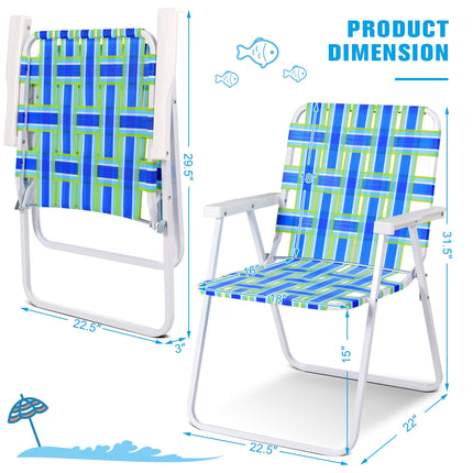 6 Pieces Folding Beach Chair Camping Lawn Webbing Chair-Blue