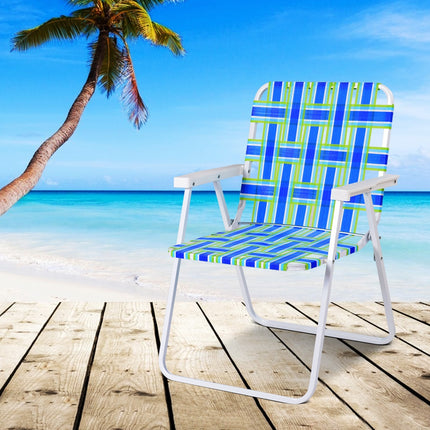 6 Pieces Folding Beach Chair Camping Lawn Webbing Chair-Blue
