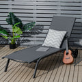 Chaise longue de jardin inclinable 6 positions avec roulettes - Grise