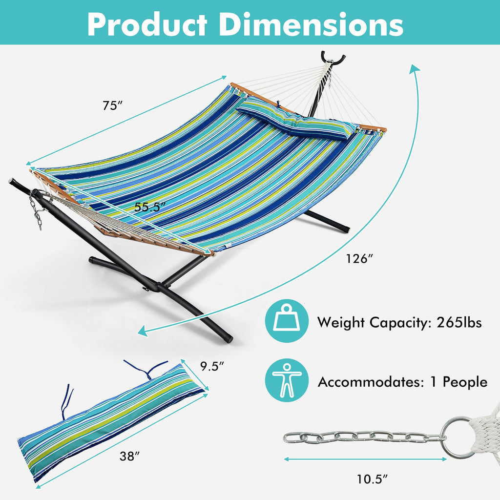 Hamac Chaise Longue Pliant Portable pour Patio avec Oreiller Détachable