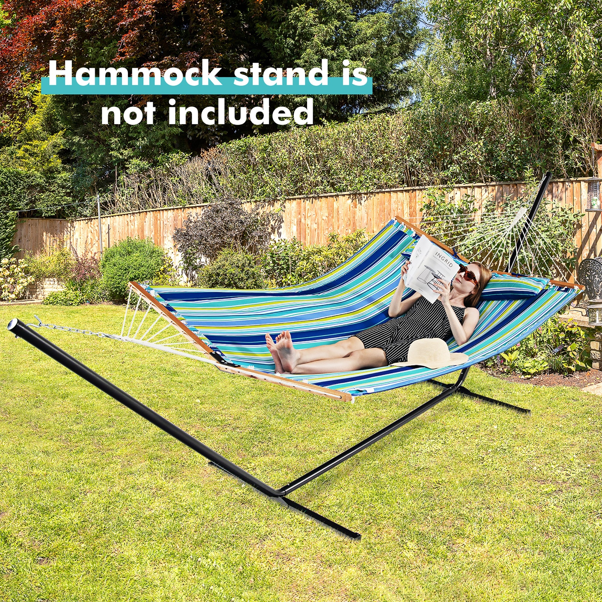 Hamac Chaise Longue Pliant Portable pour Patio avec Oreiller Détachable
