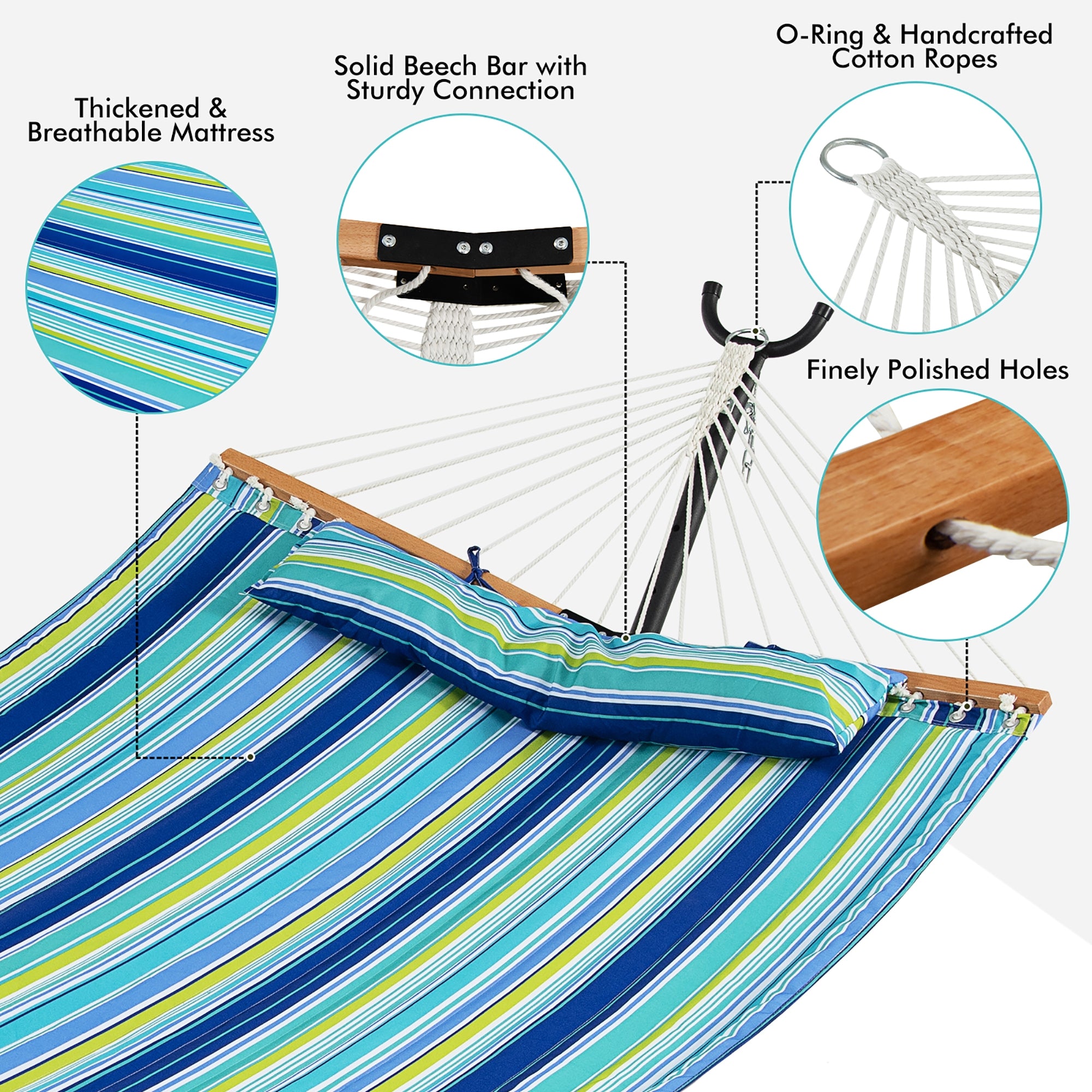 Hamac Chaise Longue Pliant Portable pour Patio avec Oreiller Détachable