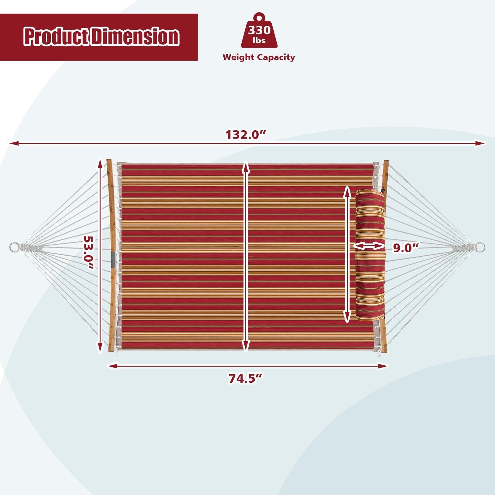 Hamac d'extérieur avec oreiller détachable - Rouge