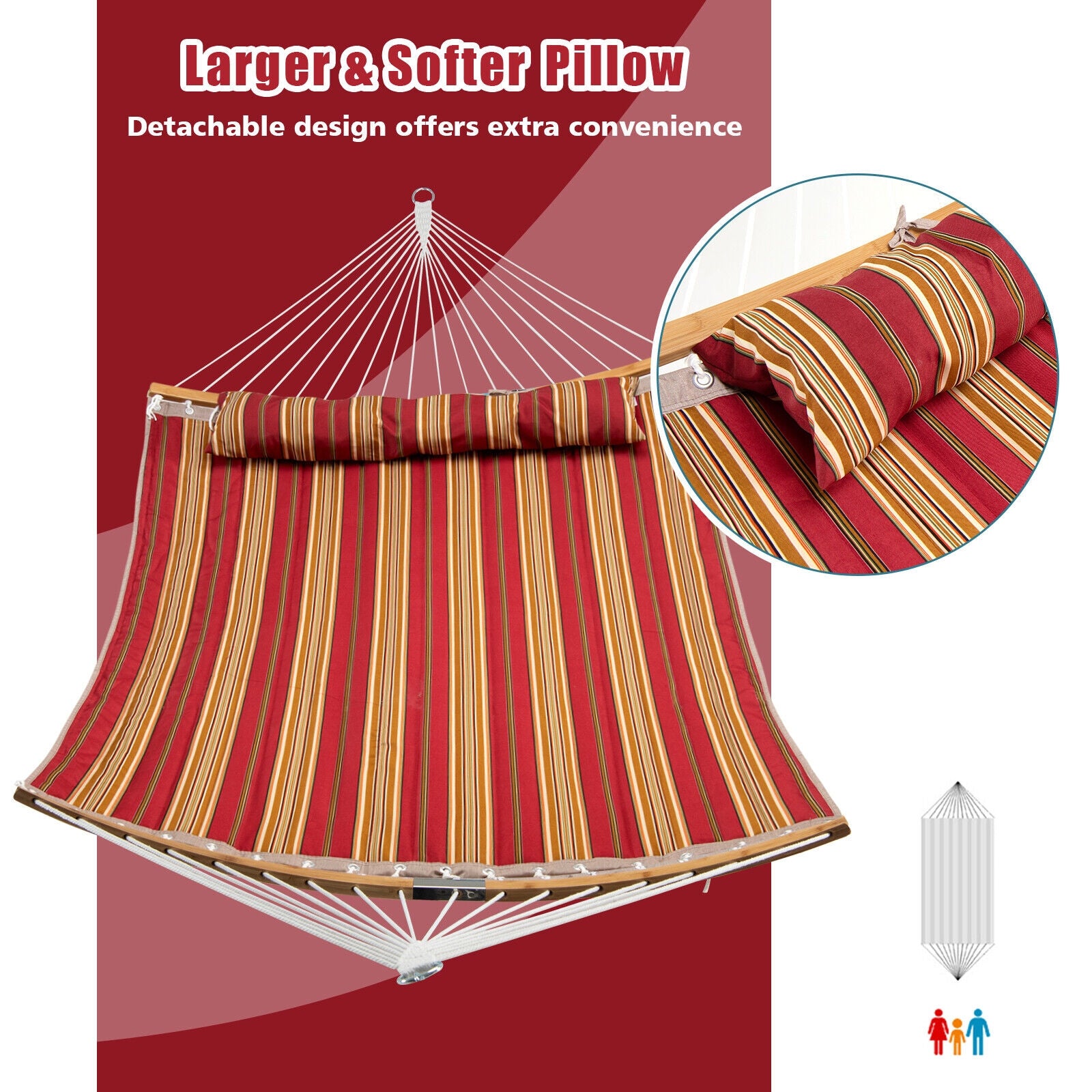 Hamac d'extérieur avec oreiller détachable - Rouge