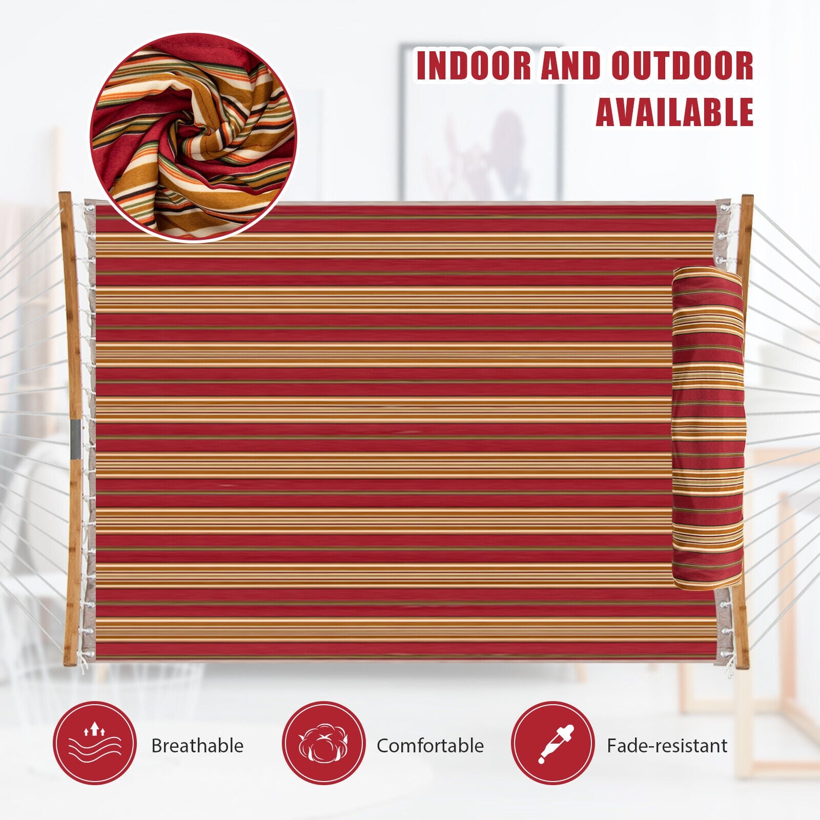 Hamac d'extérieur avec oreiller détachable - Rouge