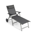 Chaise longue pliante réglable pour terrasse avec roulettes