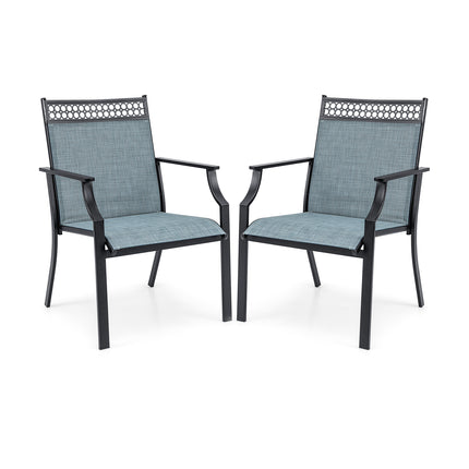 Patio Chairs Set of 2 with All Weather Breathable Fabric-Blue